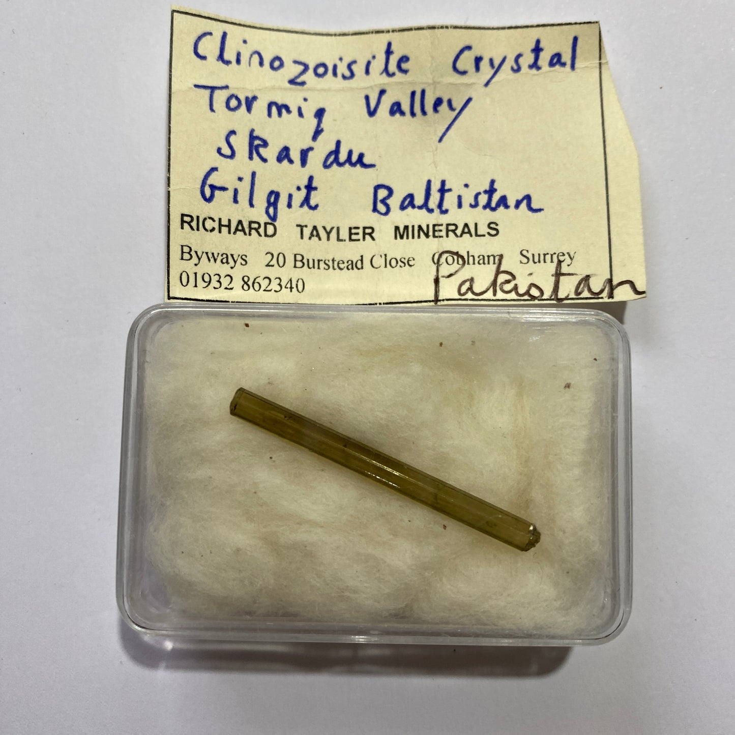 CLINOZOISITE CRYSTAL - TORMIQ VALLEY, SKARDU, GILGIT-BALTISTAN, PAKISTAN 2.95Ct MF4196