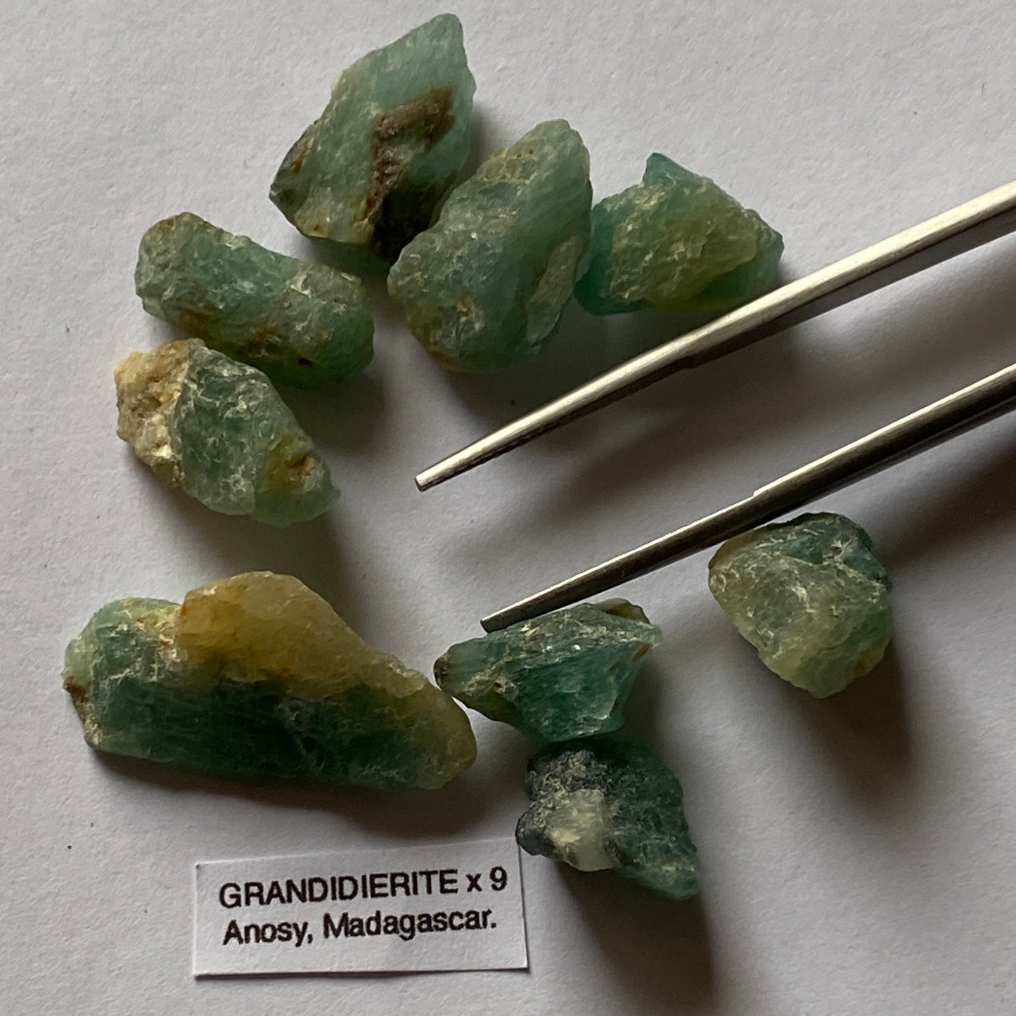 GRANDIDIERITE RARE ROUGH GEMSTONES X 9 - VOHIBOLA, ANOSY, MADAGASCAR 59Ct MFG5360
