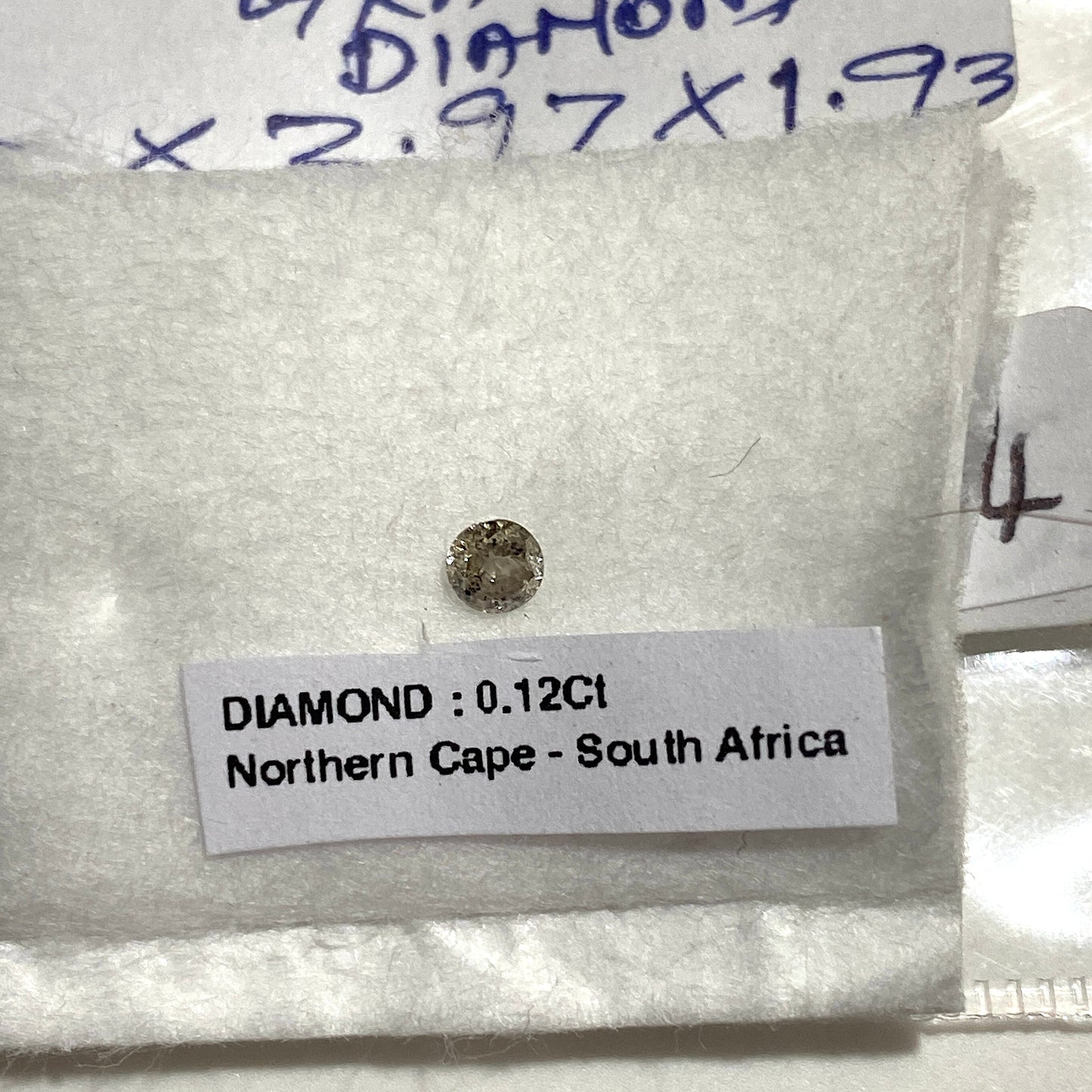 NATURAL DIAMOND GEMSTONE : FINCH MINE, NORTHERN CAPE, SOUTH AFRICA 0.12Ct MFG5484