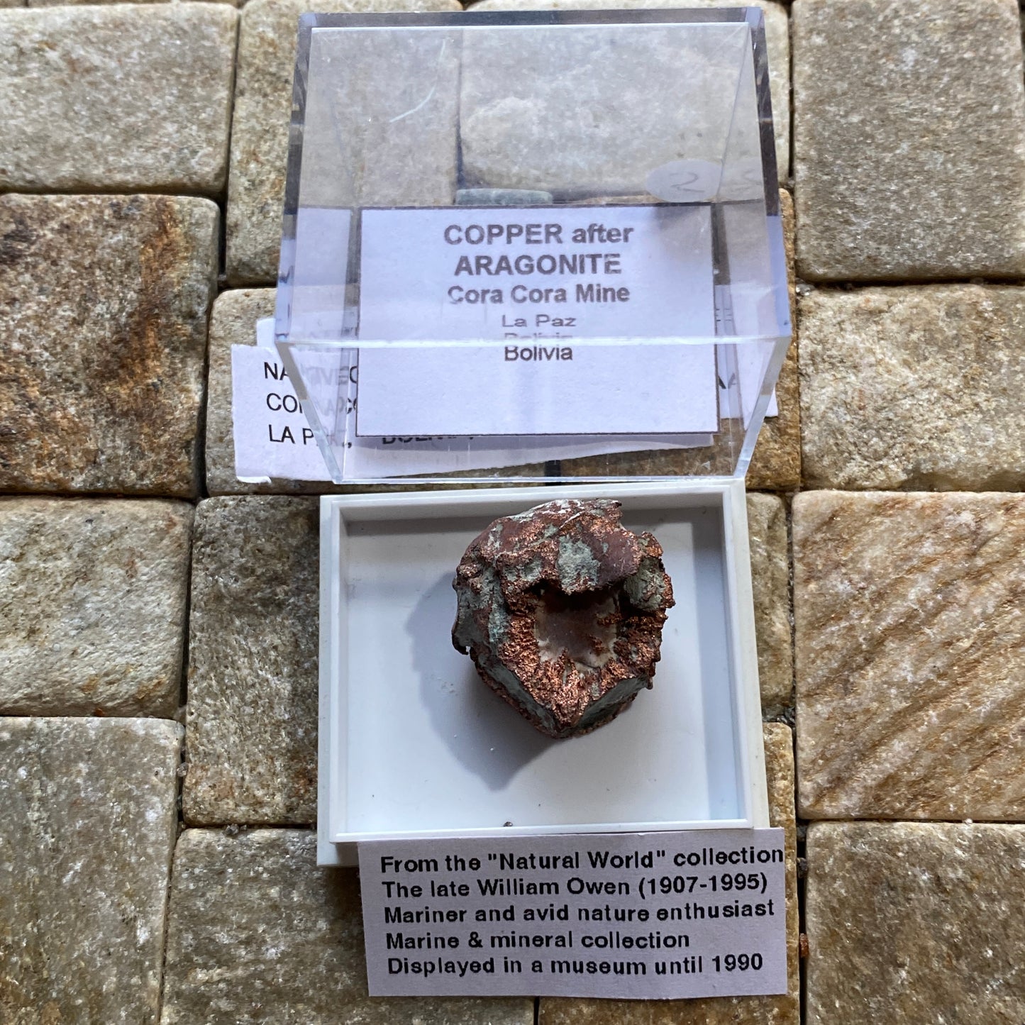 RARE NATIVE COPPER AFTER ARAGONITE : CORO CORO MINE, LA PAZ, BOLIVIA 10g MF5277
