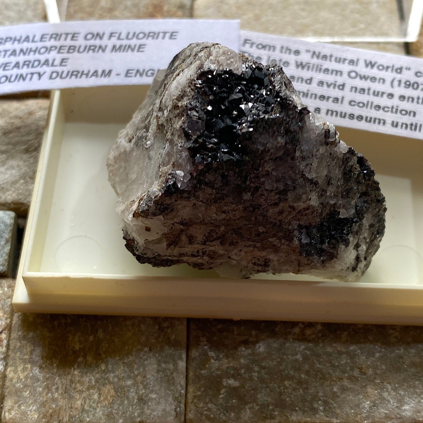 SPHALERITE ON FLUORITE - STANHOPEBURN MINE, WEARDALE, CO DURHAM 33g MF318