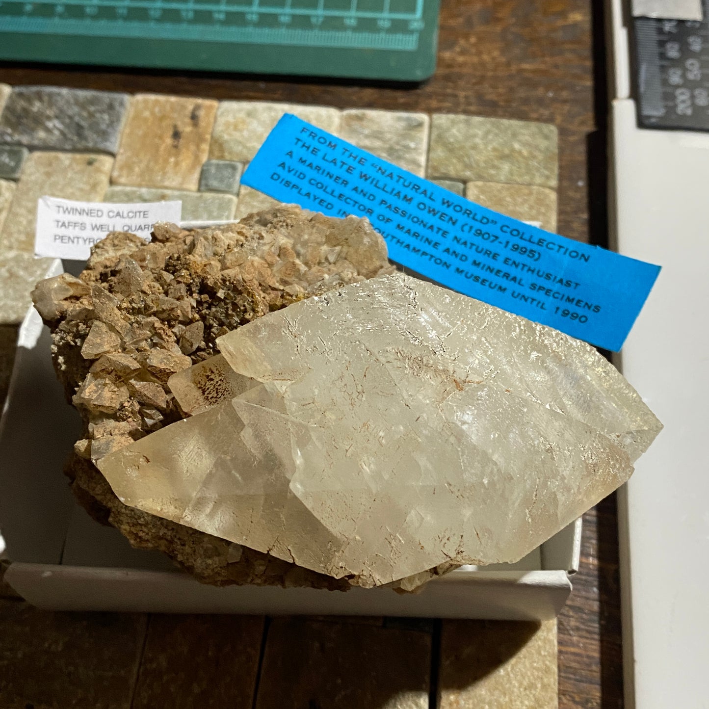 TWINNED CALCITE 0N MATRIX : TAFF'S WELL. PENTRYRCH, WALES 484g MF4676