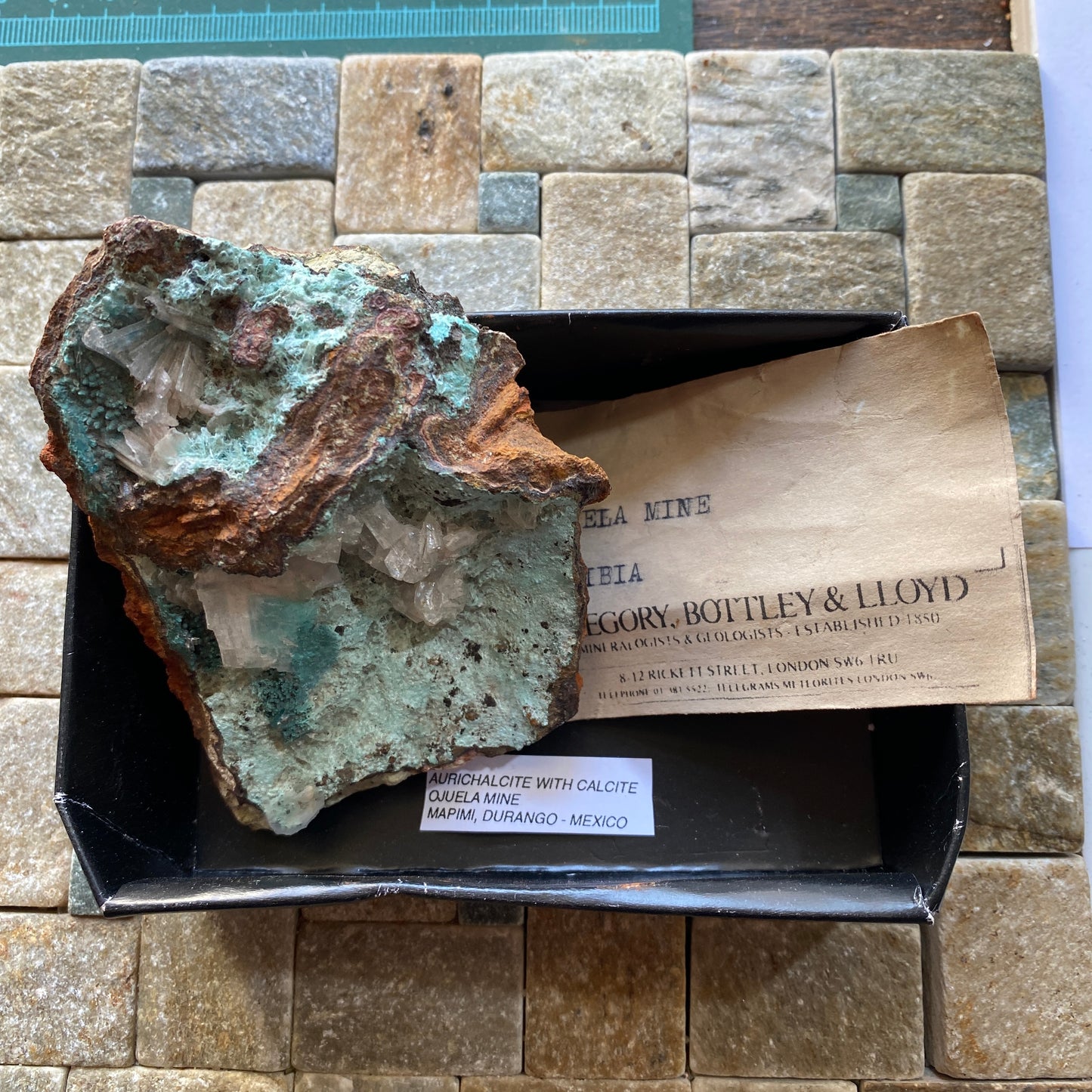 AURICHALCITE WITH CALCITE FROM OJUELA MINE, MEXICO 138g MF795