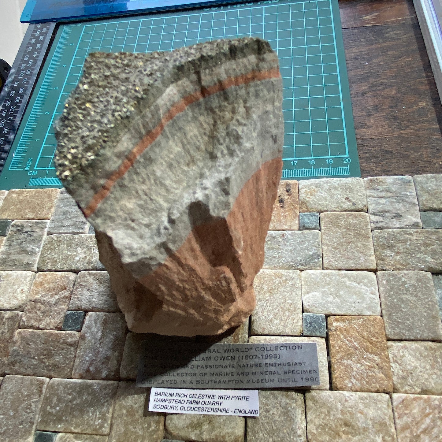 BARIUM-RICH CELESTINE WITH PYRITE SUBSTANTIAL 1057g MF705