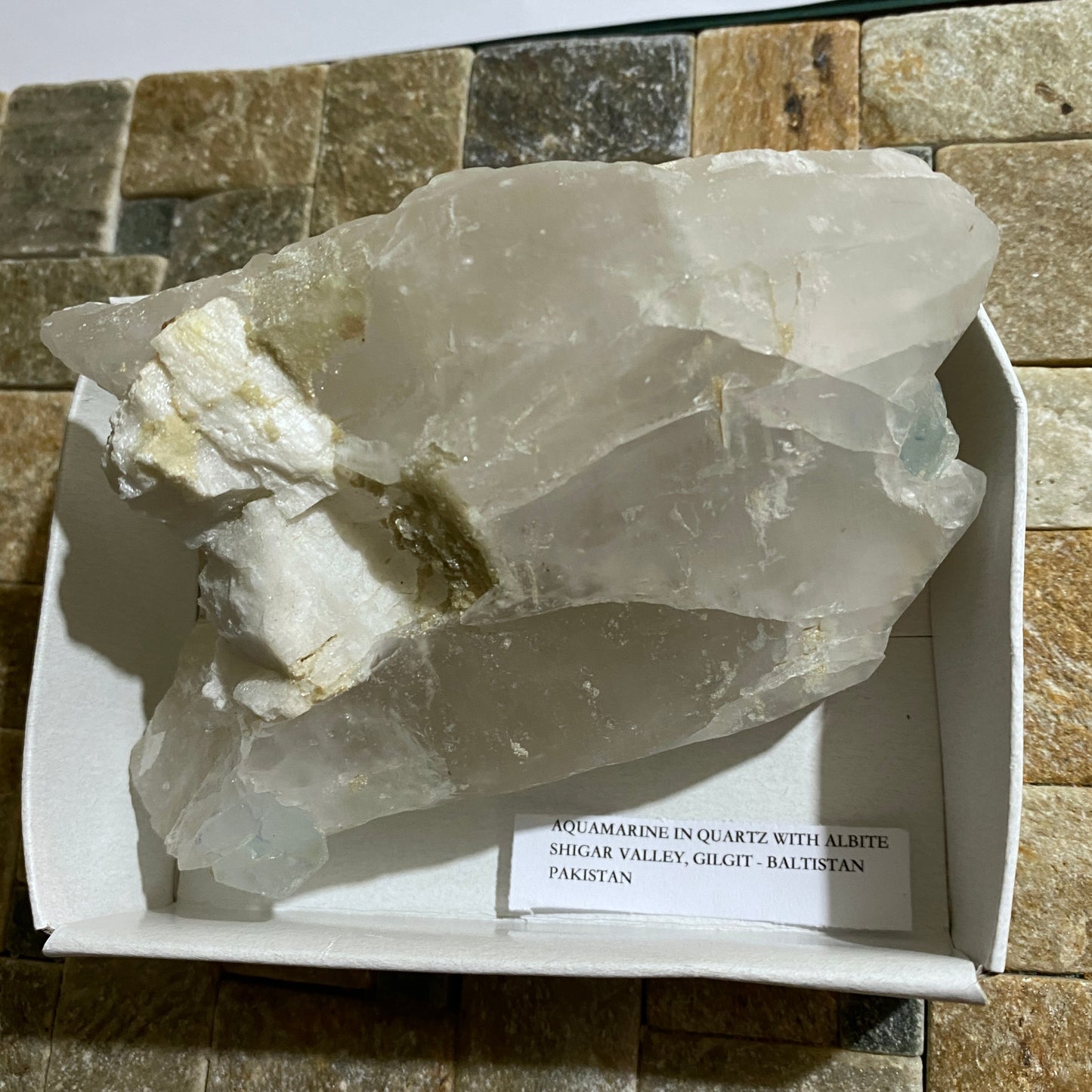 AQUAMARINE IN QUARTZ WITH ALBITE - SHIGAR VALLEY, PAKISTAN