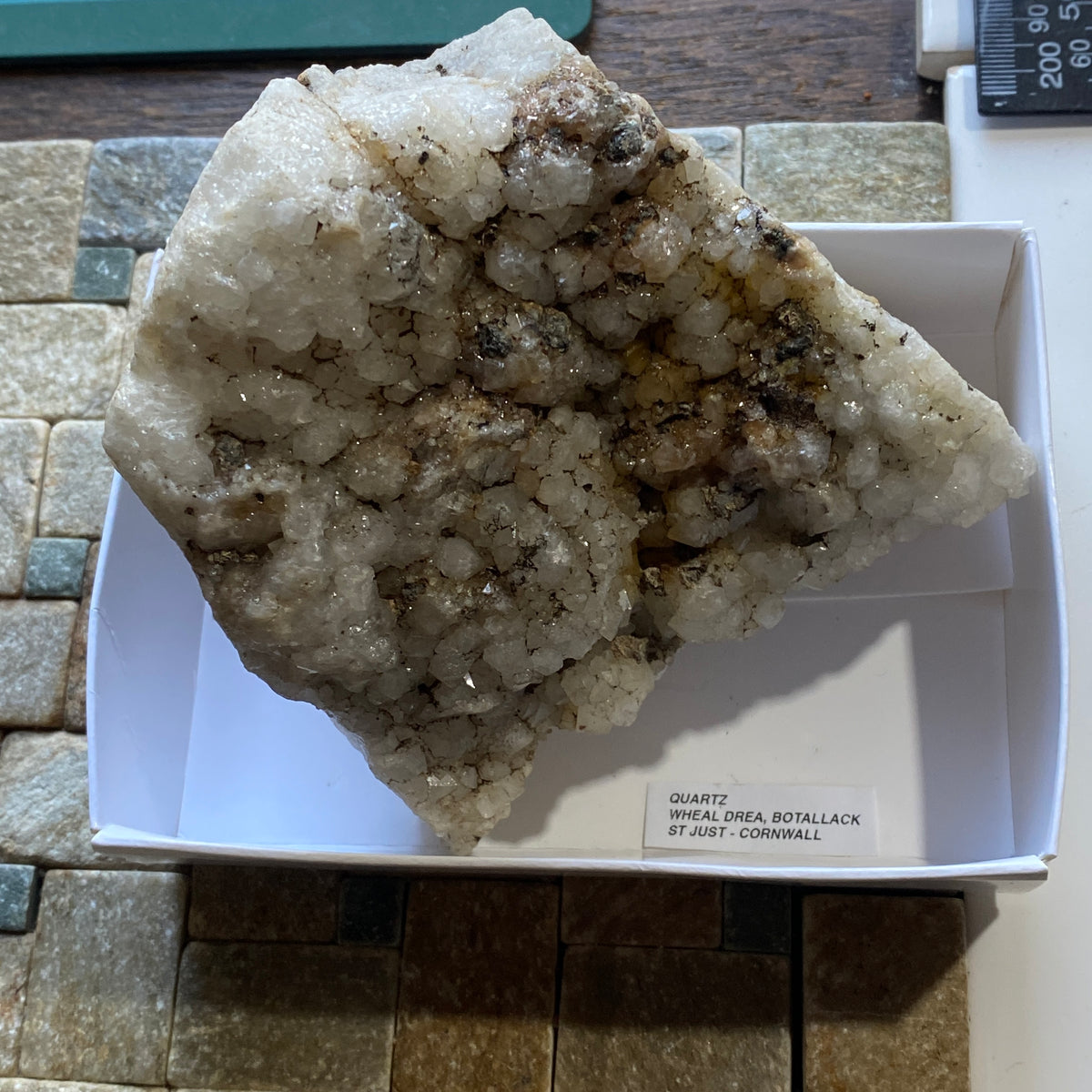 QUARTZ CRYSTAL ASSEMBLAGE : WHEAL DREA, BOTALLACK, CORNWALL. 630g MF5404