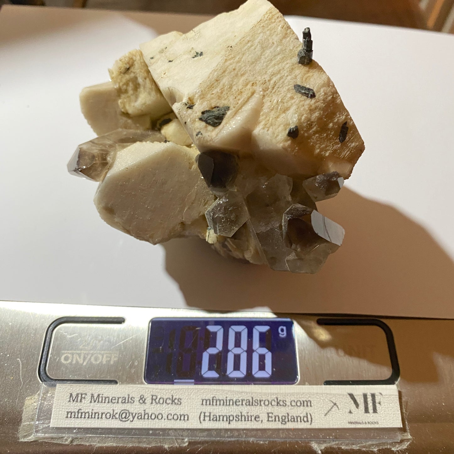 MICROCLINE WITH SMOKE QUARTZ &AEGIRINE LOVELY PIECE FROM MALAWI 286g MF813