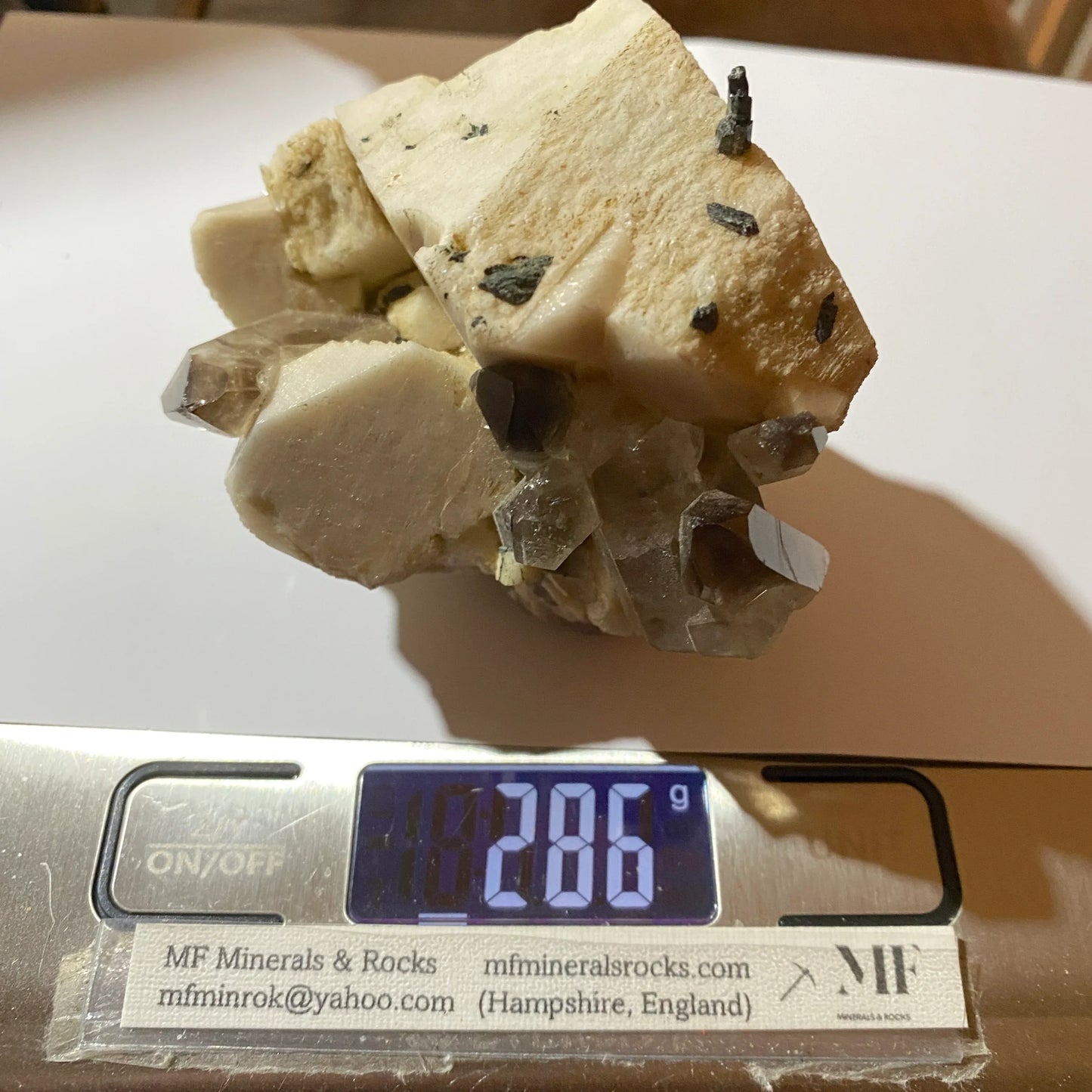 MICROCLINE WITH SMOKE QUARTZ &AEGIRINE LOVELY PIECE FROM MALAWI 286g MF813