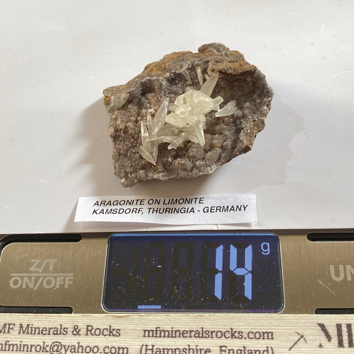 ARAGONITE ON LIMESTONE : KAMSDORF, THURINGIA, GERMANY. 14g. MF5407