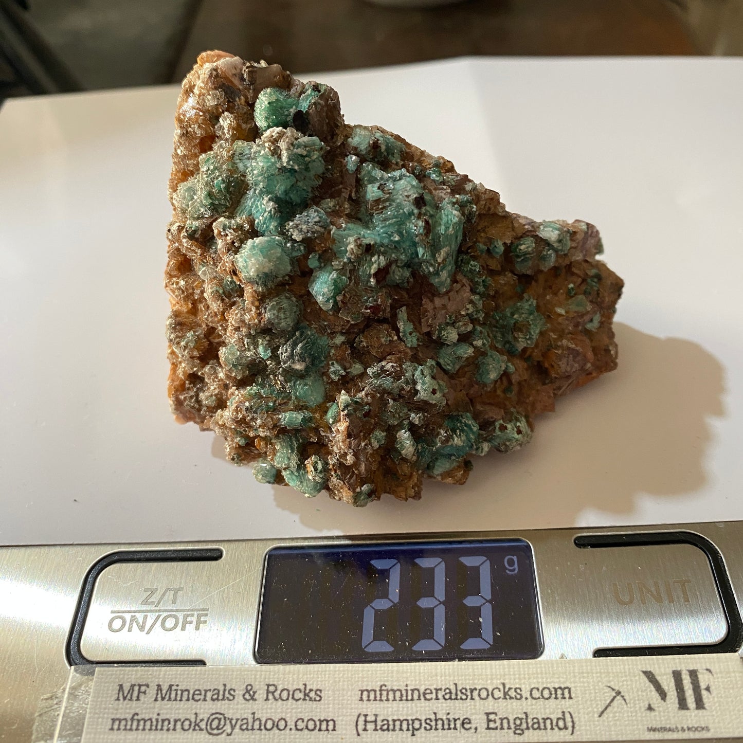 ROSASITE WITH SELENITE ON DOLOMITE - BOU BEKKER, MOROCCO 233g MF9829