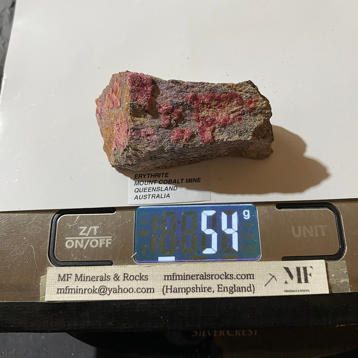 ERYTHRITE : MOUNT COBALT MINE, SELWYN DISTRICT, QUEENSLAND, AUSTRALIA 54g MF5432