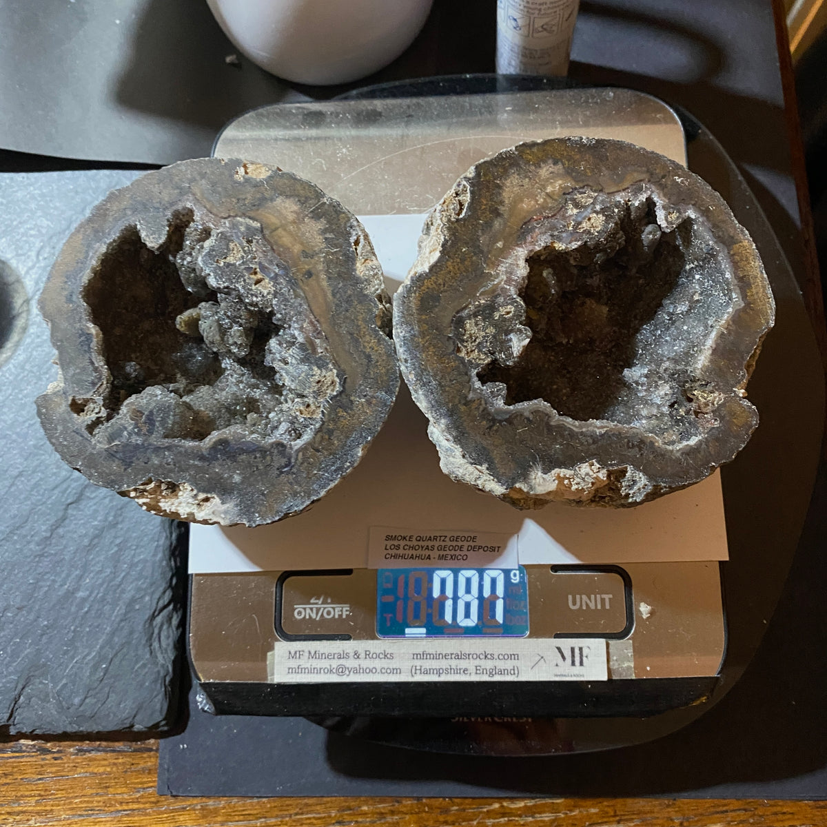 SMOKE QUARTZ GEODE NODULE : LOS CHOYAS GEODE DEPOSIT, MEXICO 787g MF5460