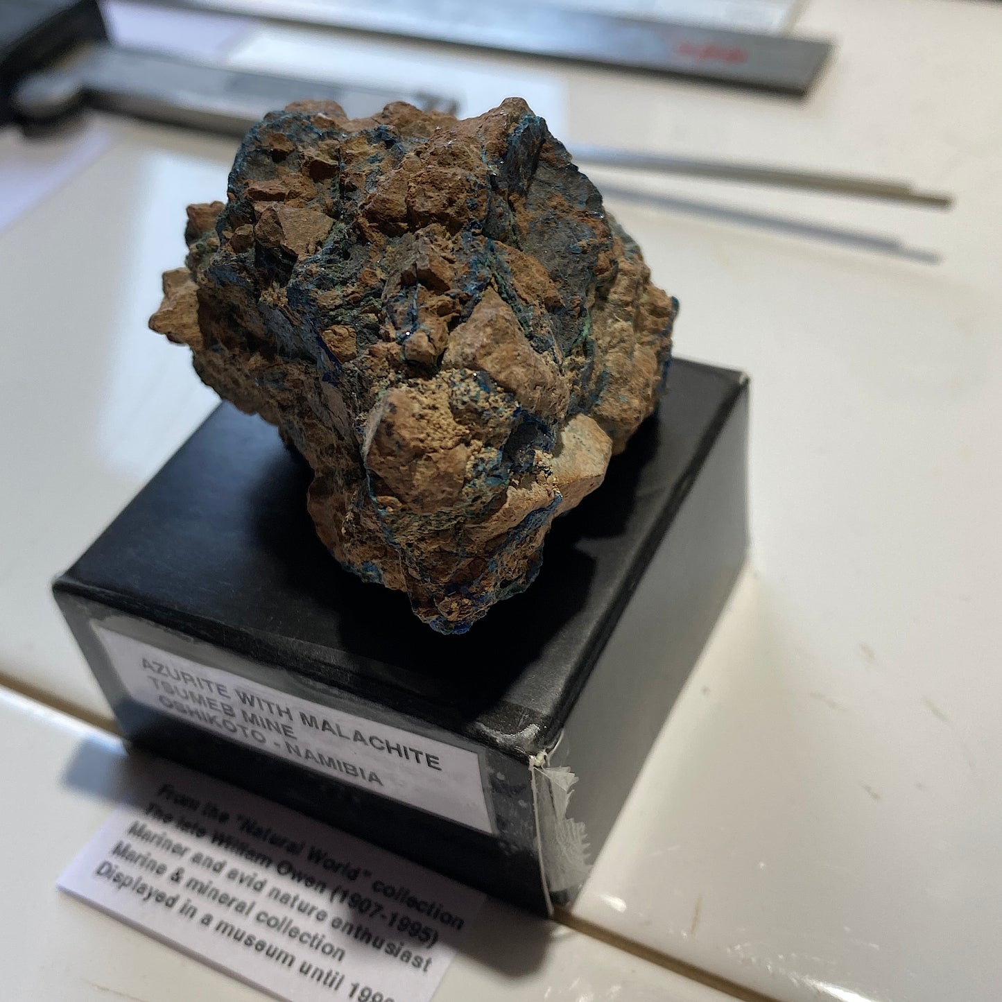 AZURITE WITH MALACHITE - TSUMEB MINE, OSHIKOTO, NAMIBIA, AFRICA 87g MF916