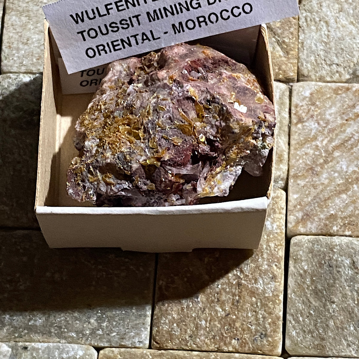 WULFENITE ON MATRIX : TOUSSIT MINING DISTRICT, ORIENTAL - MOROCCO 37g MF5480