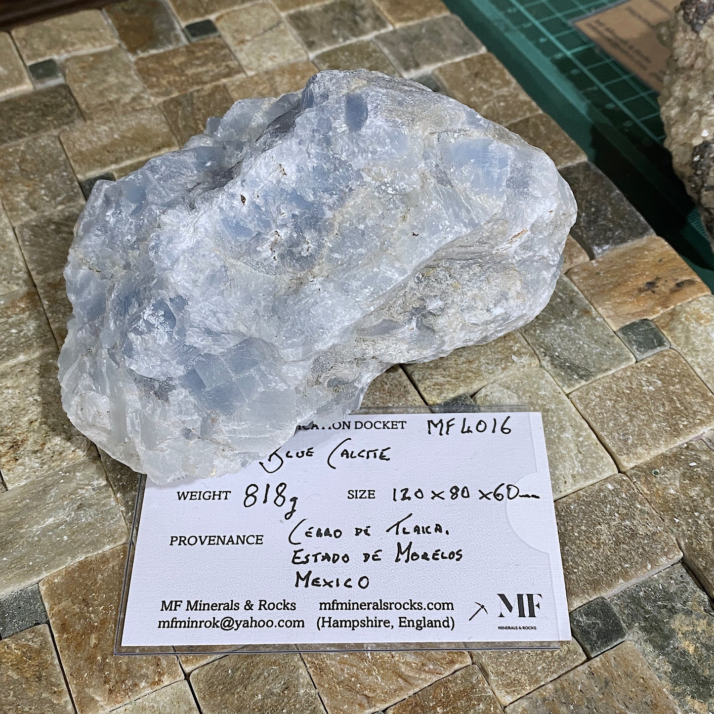 BLUE CALCITE - CERRO DE TLAICA, MORELOS, MEXICO. HEAVY 818g. MF4016