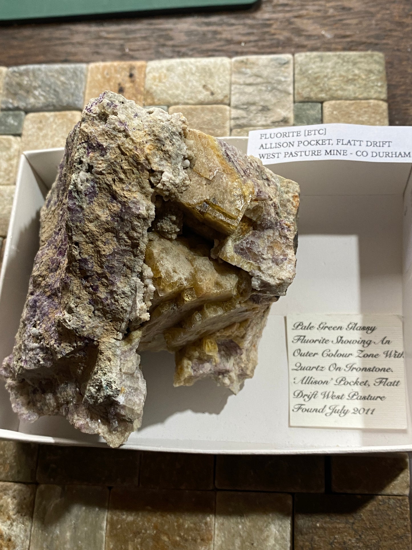 FLUORITE : ALLISON POCKET, WEST PASTURE MINE, CO DURHAM. 564g MF4870