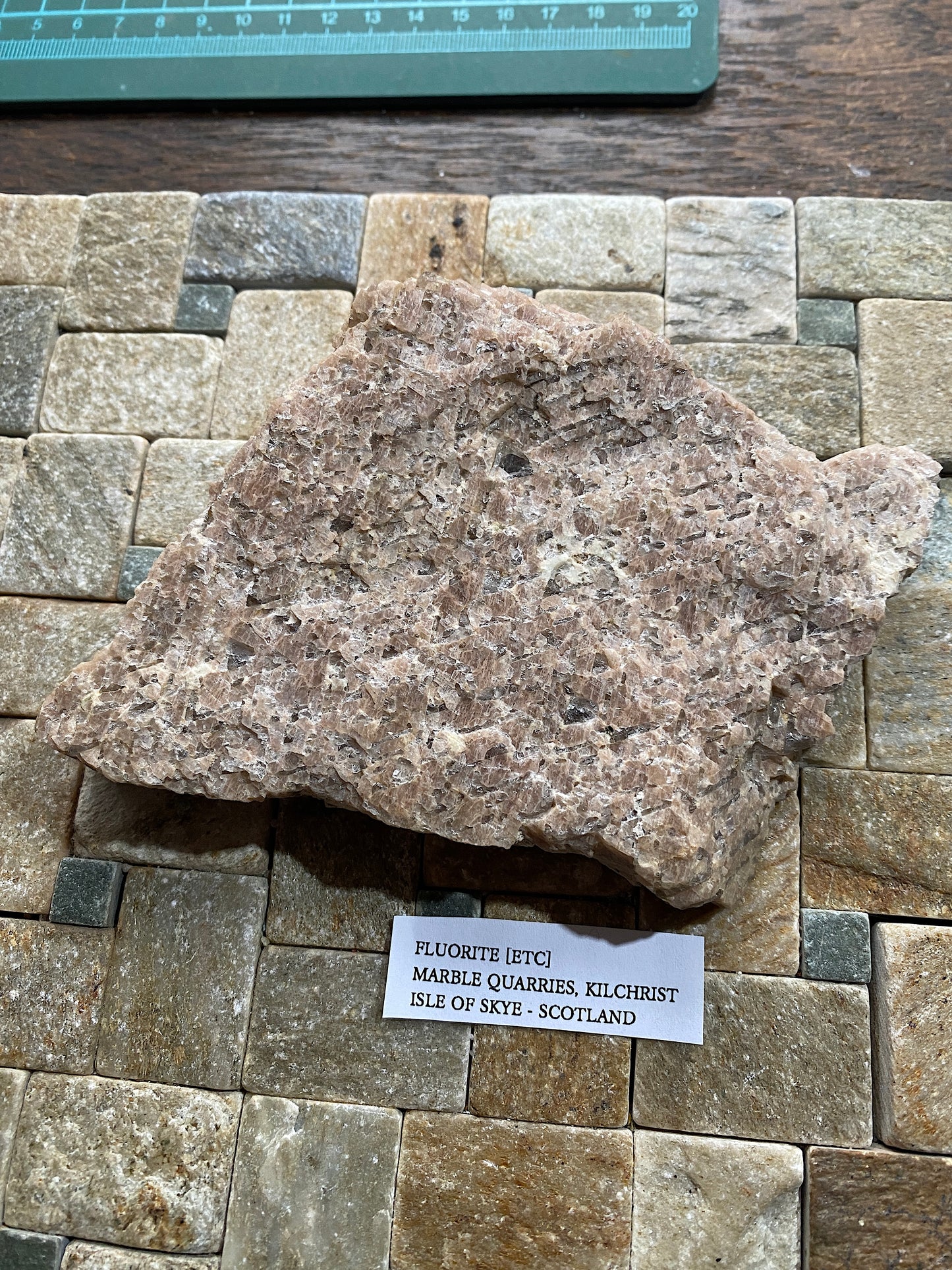 KILCHRIST MARBLE WITH FLUORITE : MARBLE QUARRIES, ISLE OF SKYE, SCOTLAND 393g MF4871