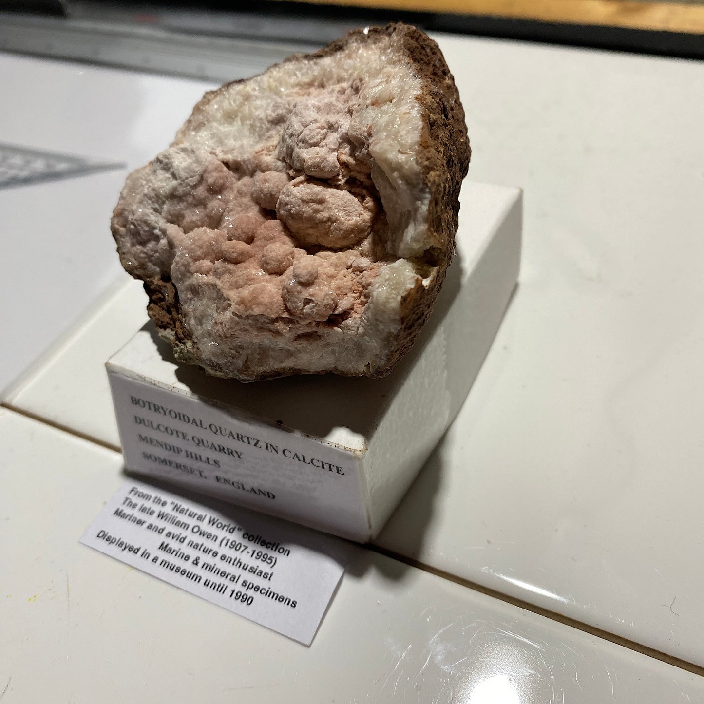BOTRYOIDAL QUARTZ IN CALCITE GEODE - DULCOTE, SOMERSET, ENGLAND 138g MF1158