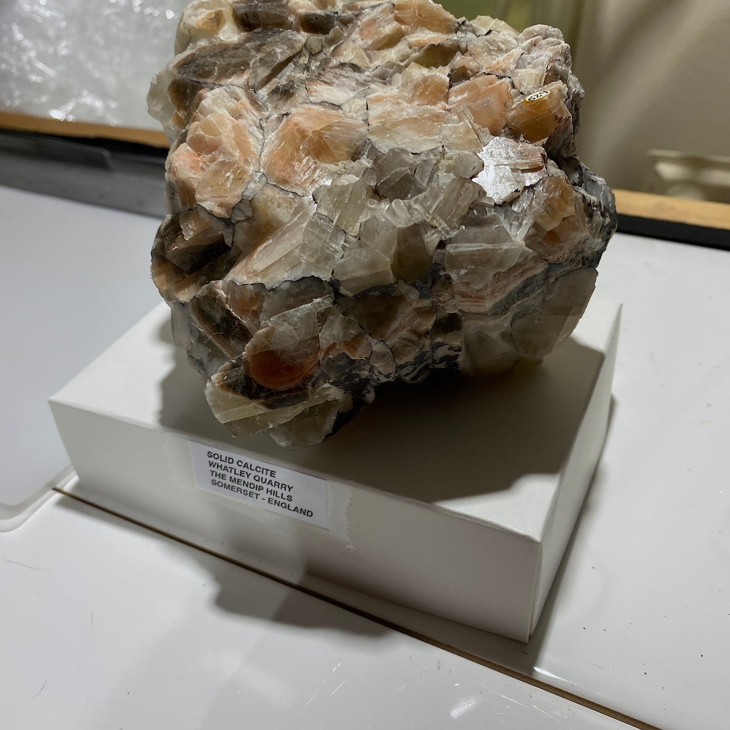 SOLID CALCITE - WHATLEY QUARRY, MENDIP HILLS, SOMERSET, ENGLAND 1058g MF1232