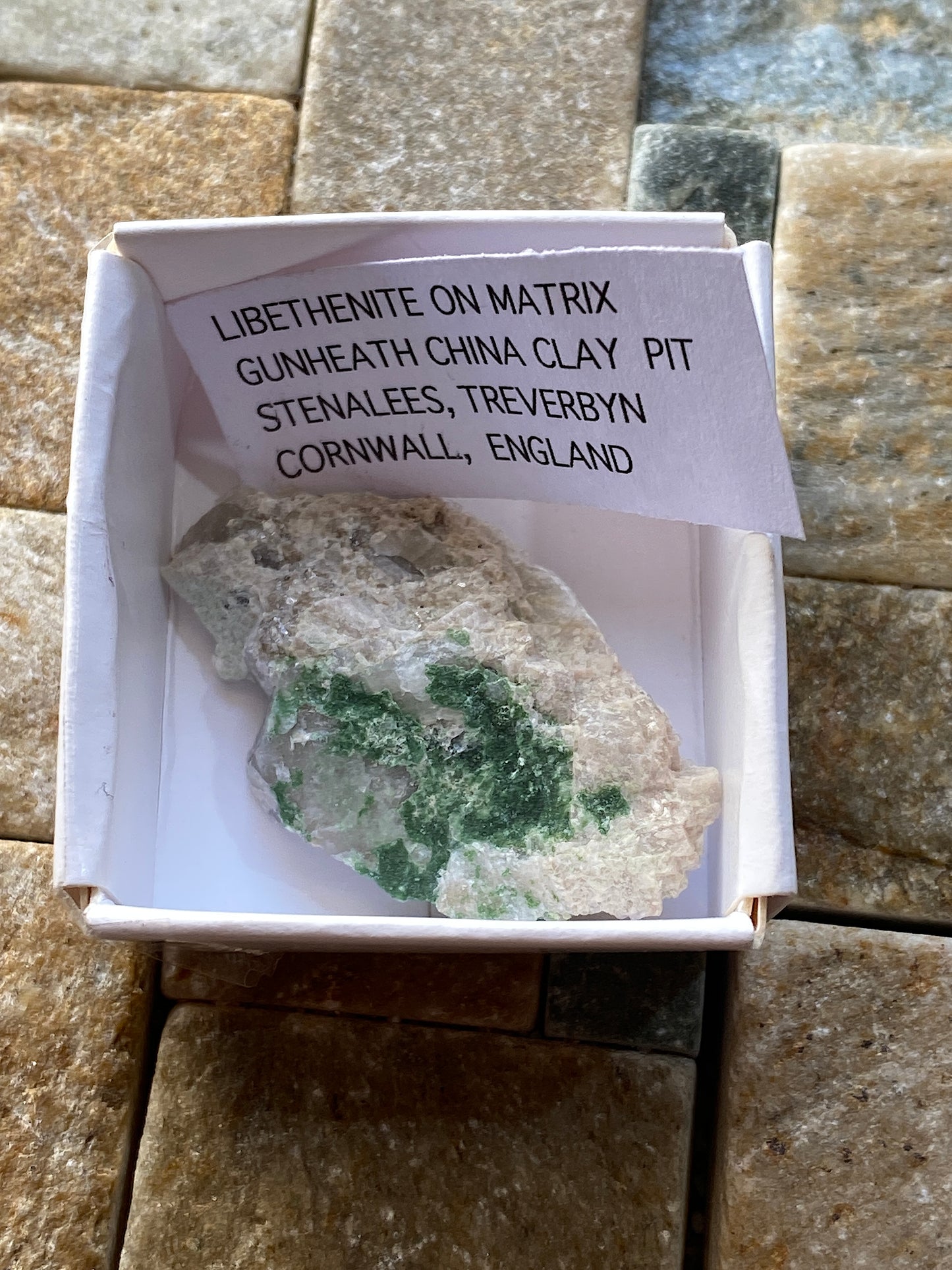 LIBETHENITE : GUNHEATH CHINA CLAY PIT, STENALEES, CORNWALL 7g MF1865
