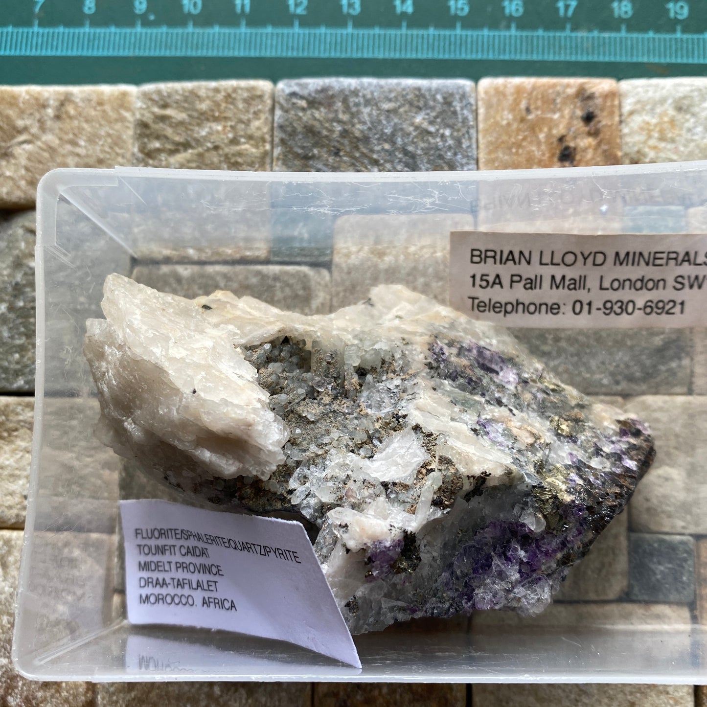 FLUORITE/QUARTZ/PYRITE ETC FROM TOUNFIT CAIDAT, MOROCCO 112g MF1329