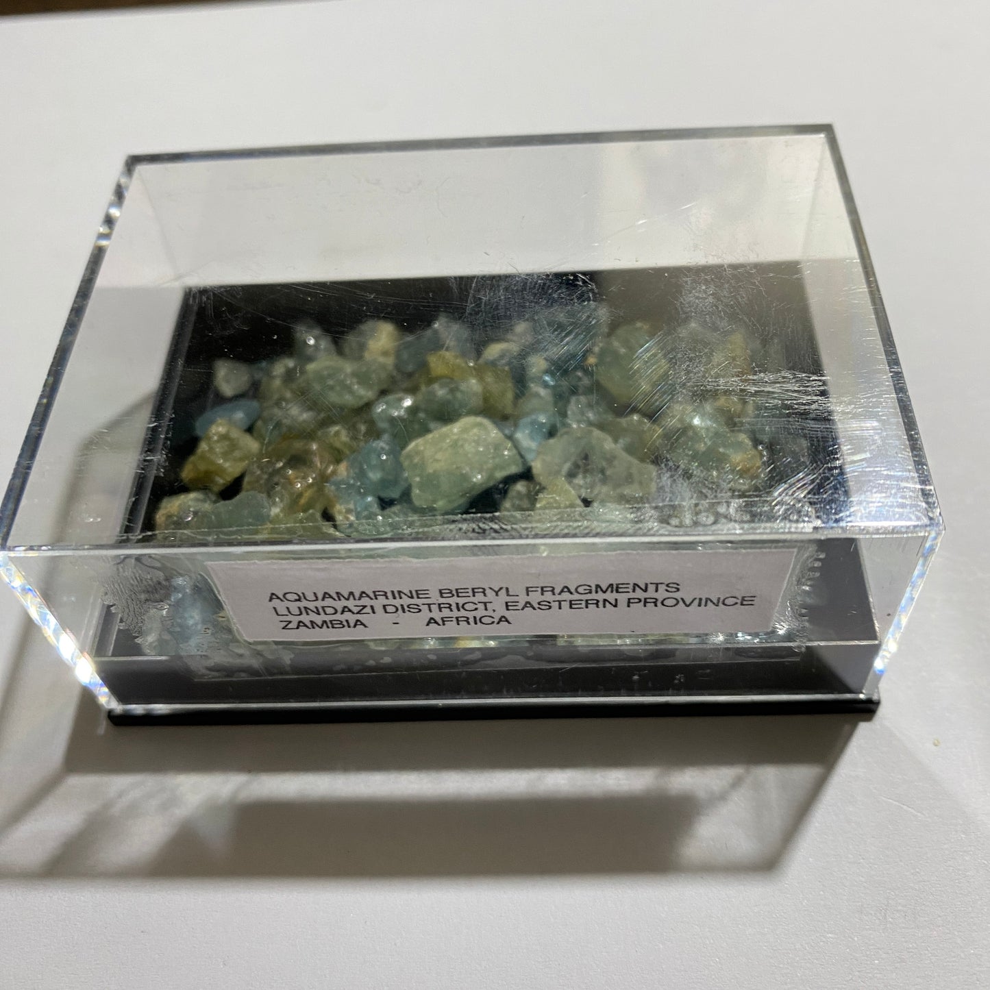 AQUAMARINE BERYL GEMSTONE ROUGH FRAGMENTS - LUNDAZI, ZAMBIA 36g MFG5027