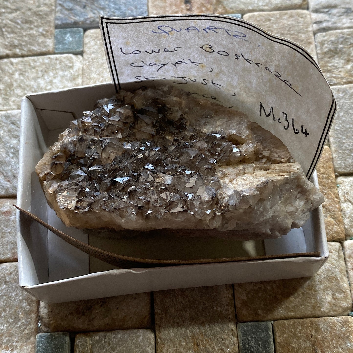 SMOKE QUARTZ FROM LOWER BISTRAZE PIT, ST JUA, CORNWALL. 136g. MF6121