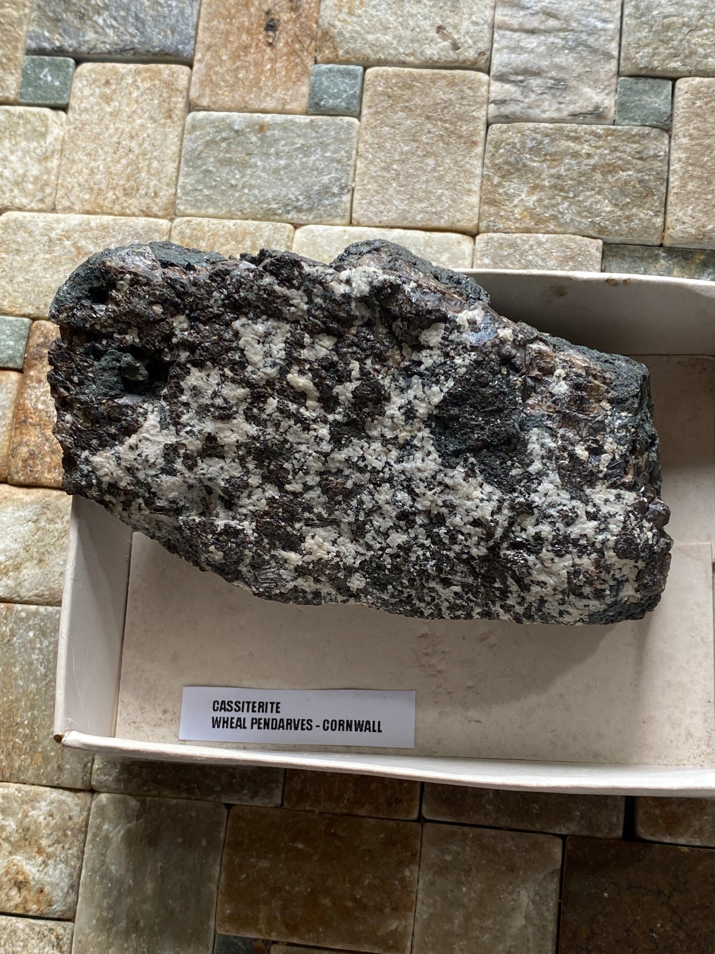 DENSE CASSITERITE ORE SPECIMEN : WHEAL PENDARVES, KILLIVOSE, CORNWALL 532g MF5048