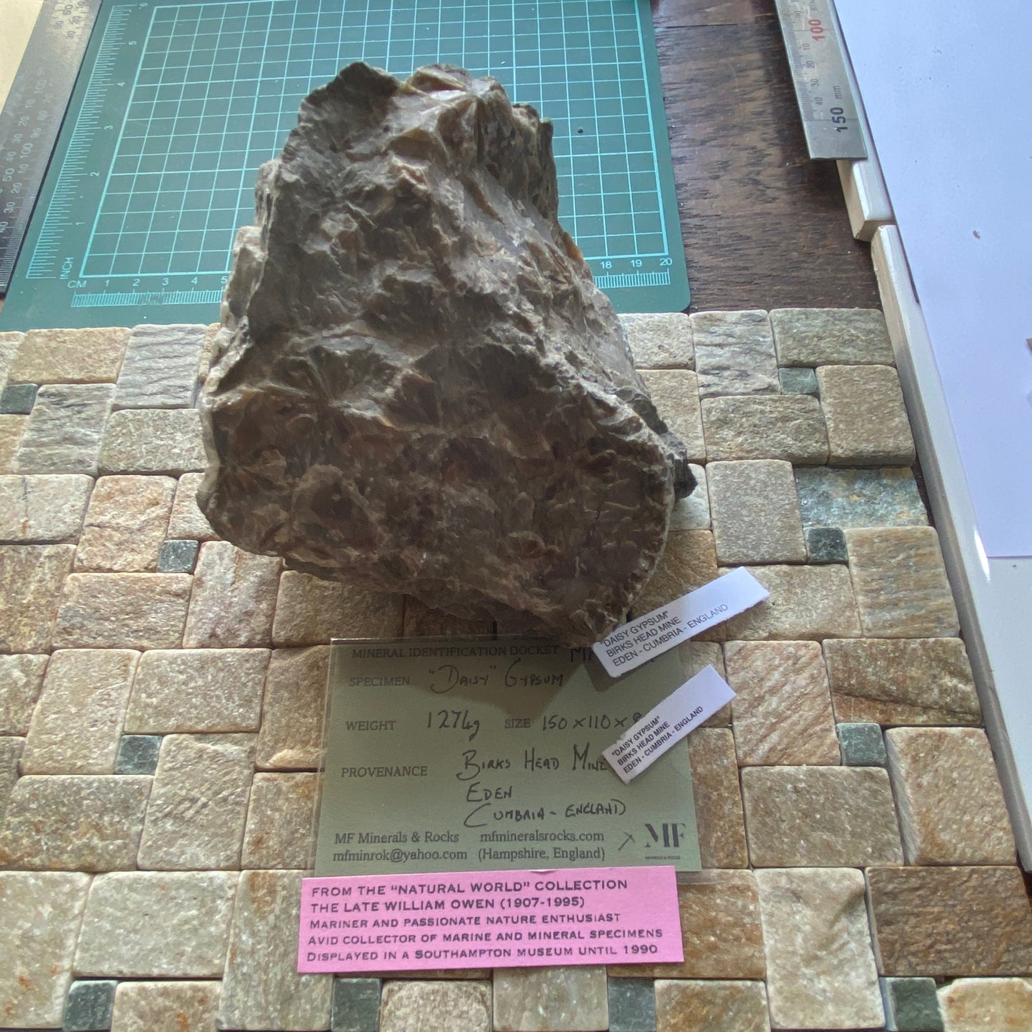 "DAISY" GYPSUM ON MATRIX HEAVY SPECIMEN FROM BIRKS HEAD MINE 1274g. MF6372