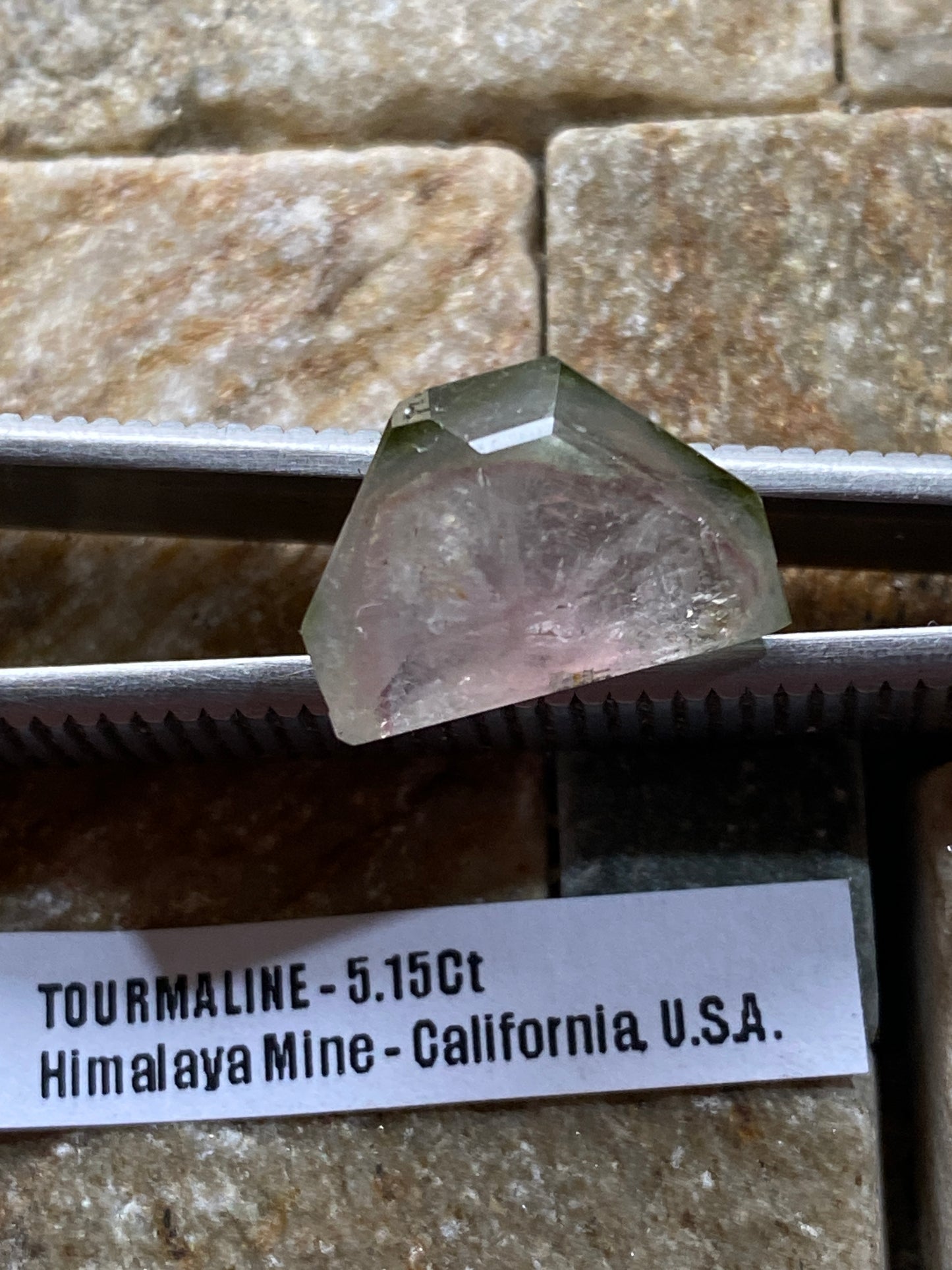 "WATERMELON" NATURAL TOURMALINE GEMSTONE : HIMALAYA MINE, CALIFORNIA, U.S.A. 5.15Ct. MFG4969