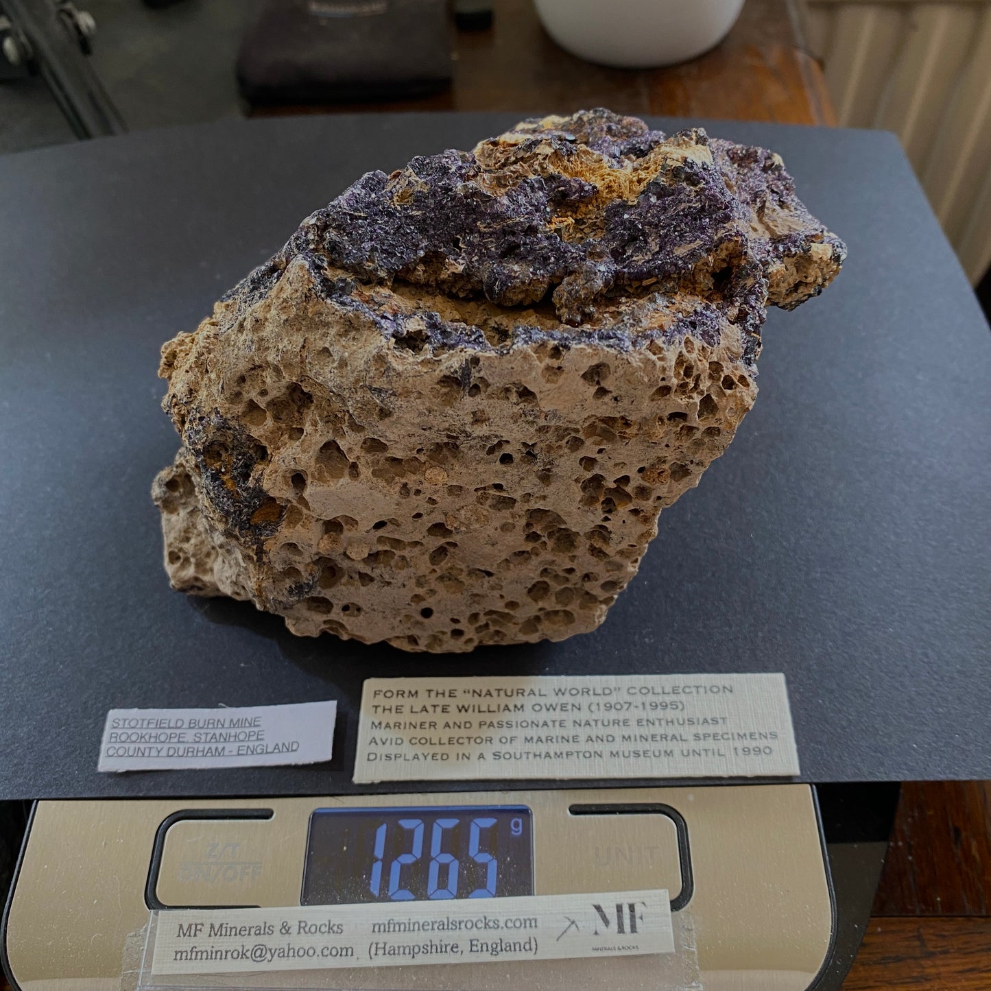 FLUORITE IN SANDSTONE - STOTFIELD BURN MINE, CO DURHAM, ENGLAND