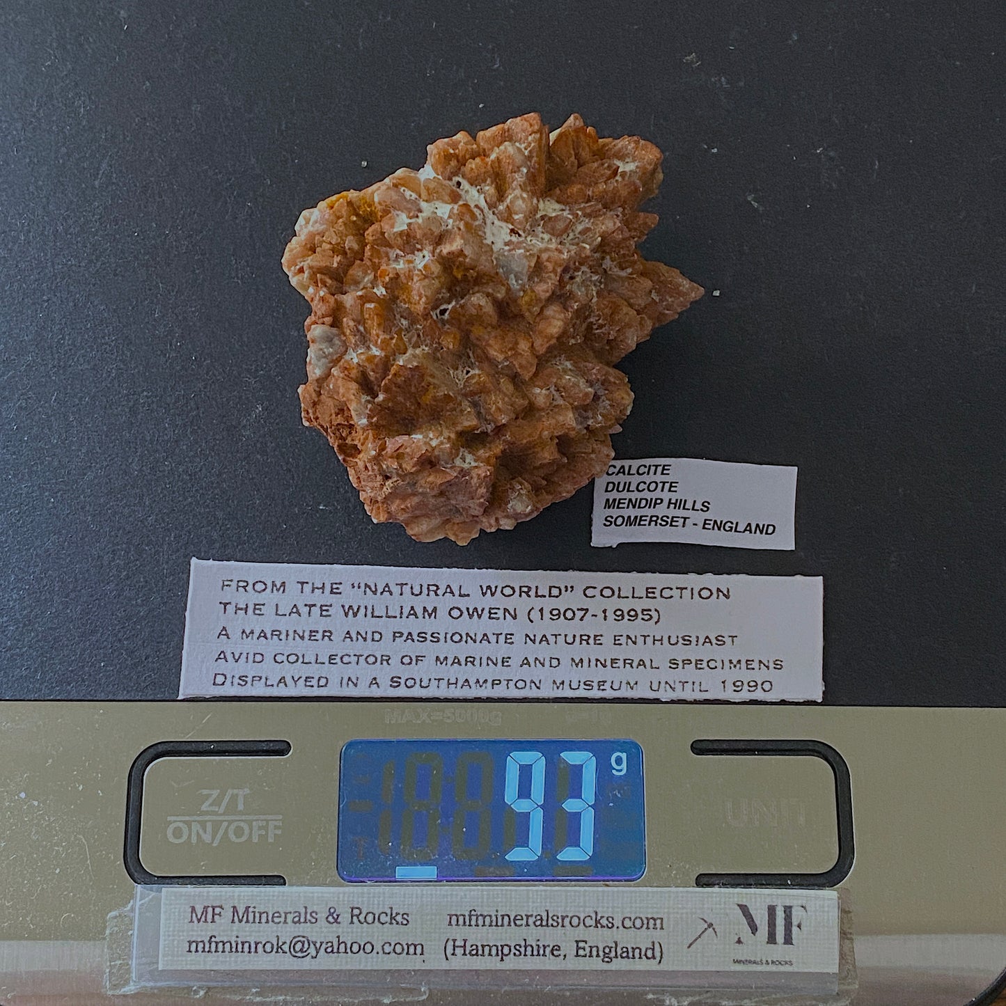 CALCITE FROM DULCOTE, MENDIP HILLS, SOMERSET, ENGLAND 93g MF6496