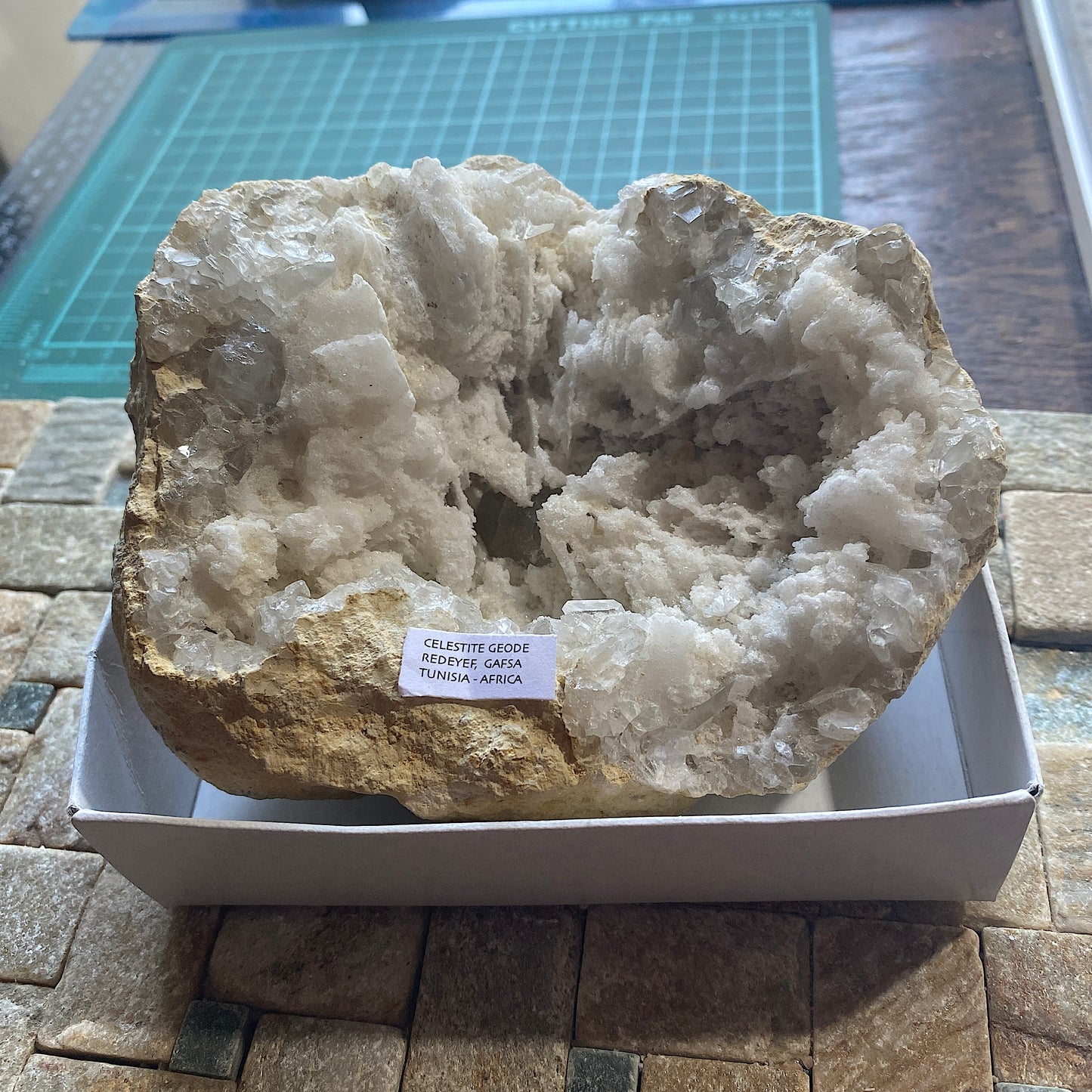 CELESTITE GEODE IMPRESSICE SPECIMEN FROM REDEYEF, TUNISIA HEAVY 1013g MF6617