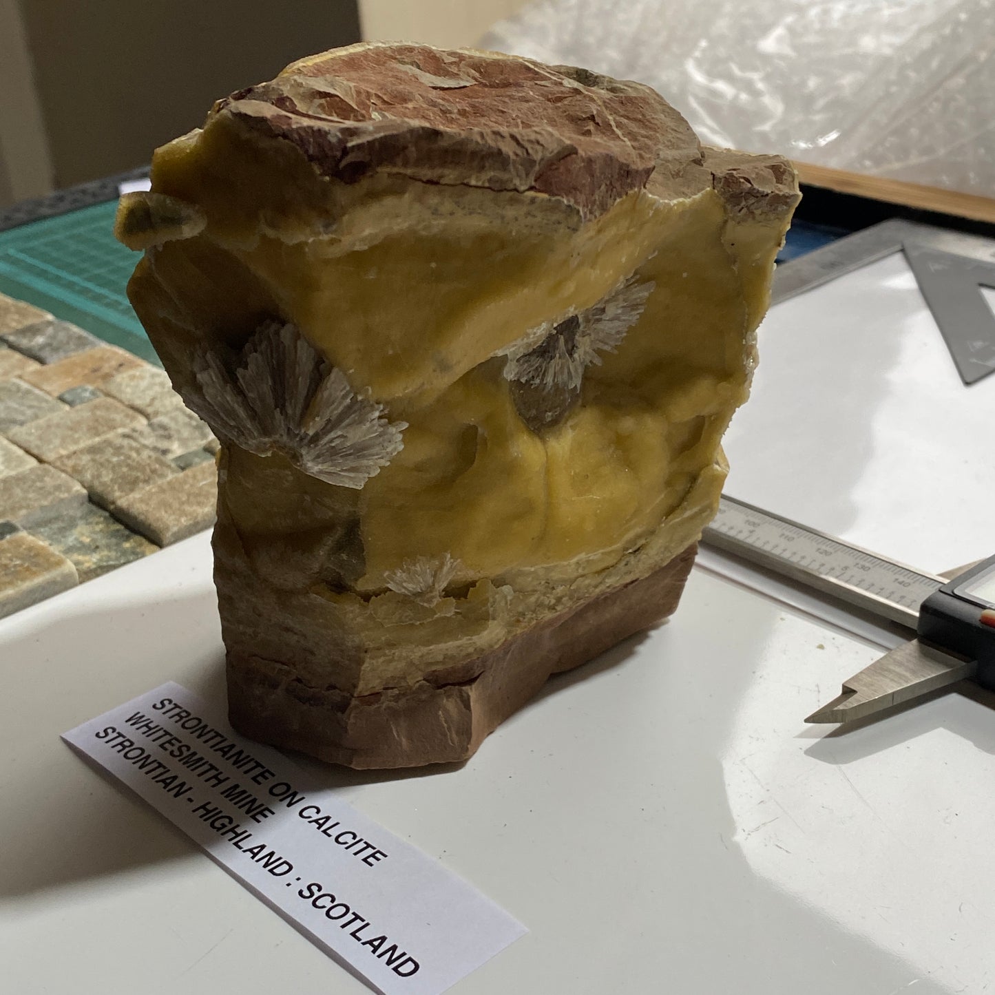 STRONTIANITE WITH CALCITE ETC - WHITESMITH MINE, STRONTIAN, HIGHLAND, SCOTLAND HAVY 1442g MF4488