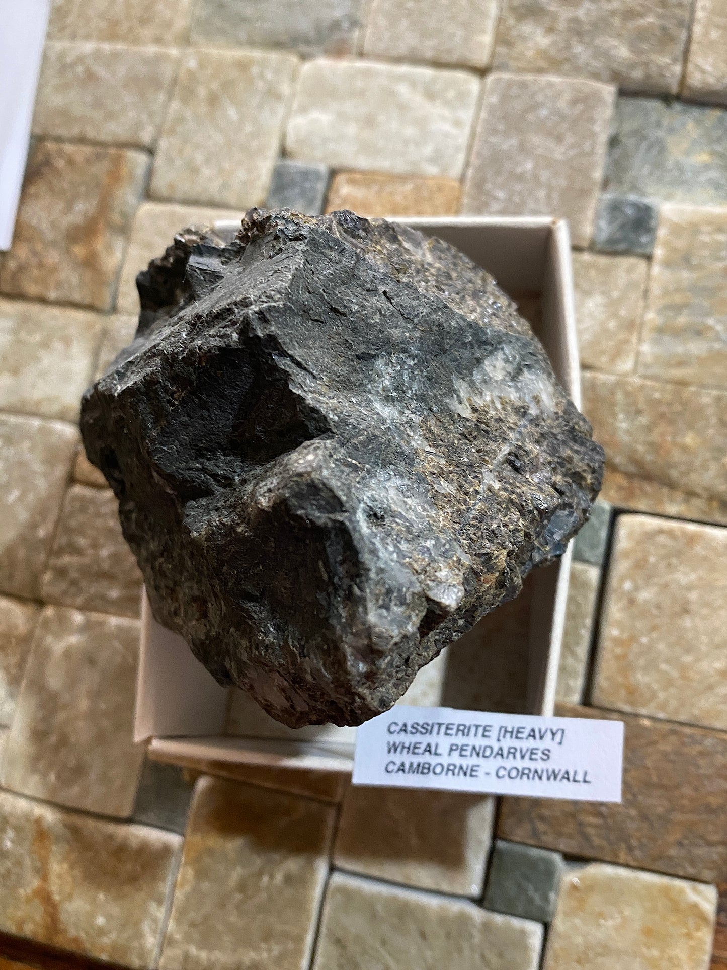 DENSE CASSITERITE TIN ORE : WHEAL PENDARVES, KILLIVOSE, CAMBORNE CORNWALL 420g MF5115