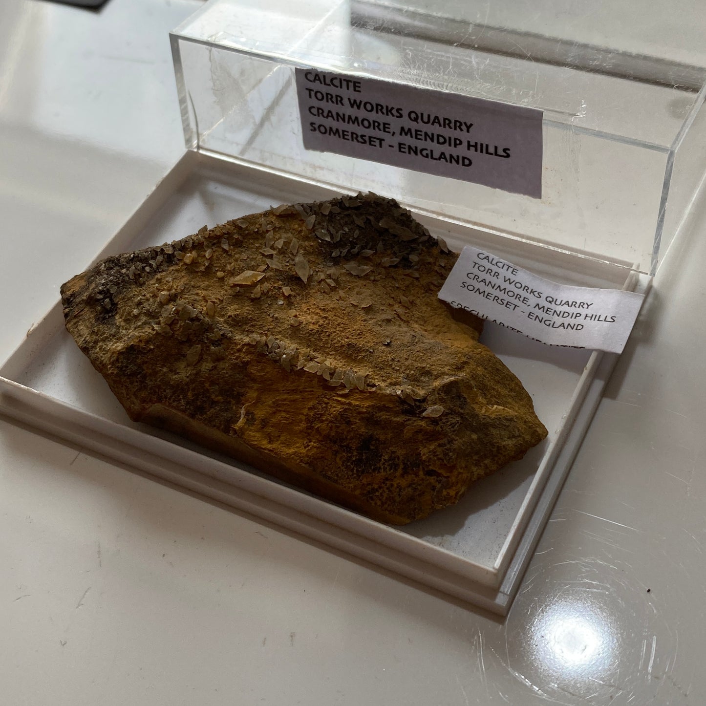 CALCITE - TORR WORKS QUARRY, CRANMORE, THE MEDIP HILLS, SOMERSET 58g MF6669