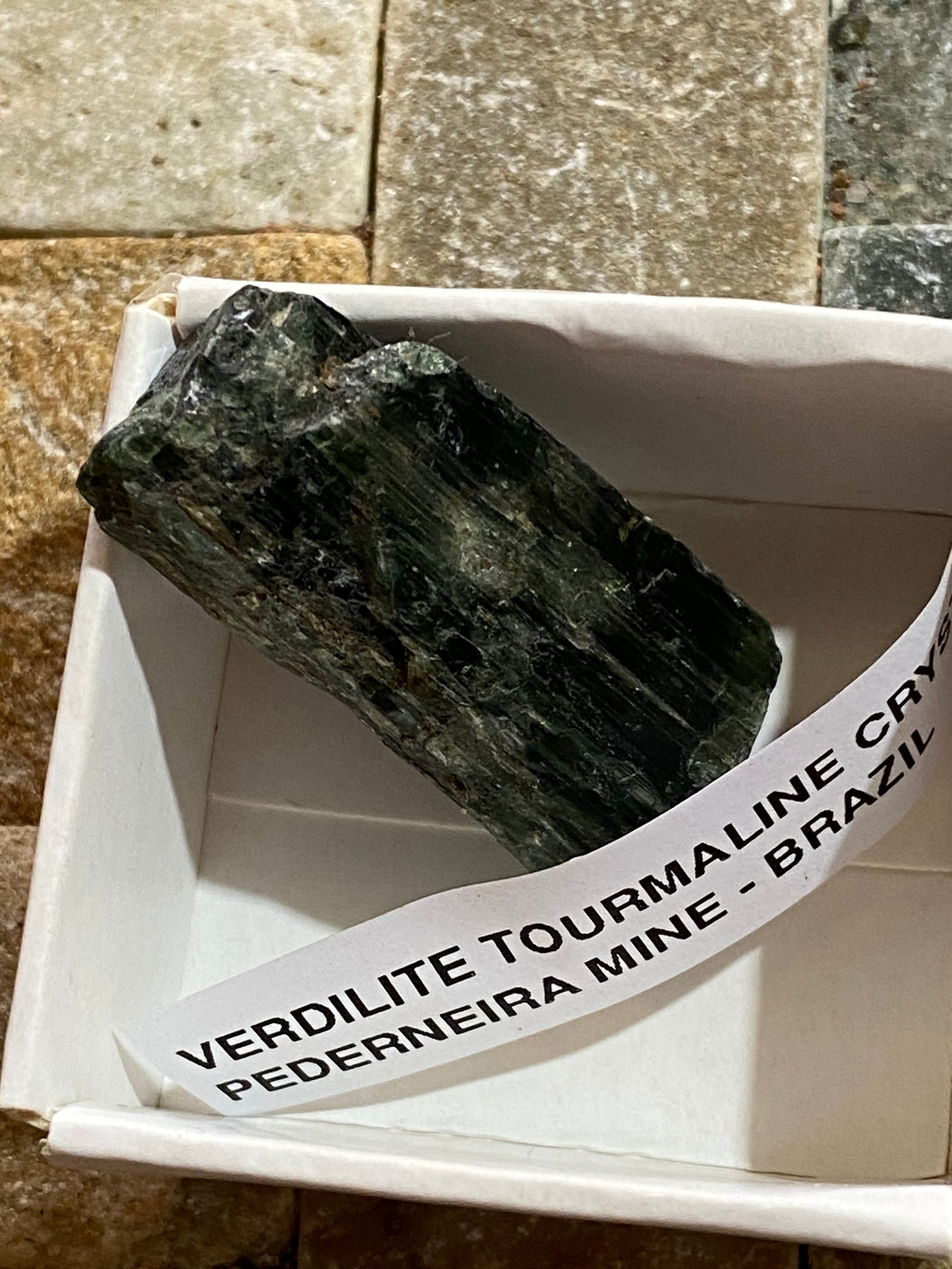 VERDILITE TOURMALINE CRYSTAL : PEDERNEIRA MINE, MINAS GERAIS, BRAZIL. §0g mf5116