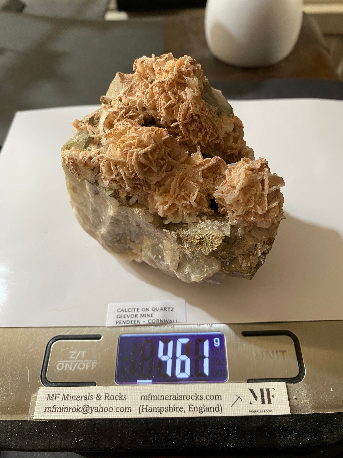 CALCITE SOUGHT AFTER SPECIMEN FROM GEEVOR MINE, PENDEEN, CORNWALL 461g MF5138