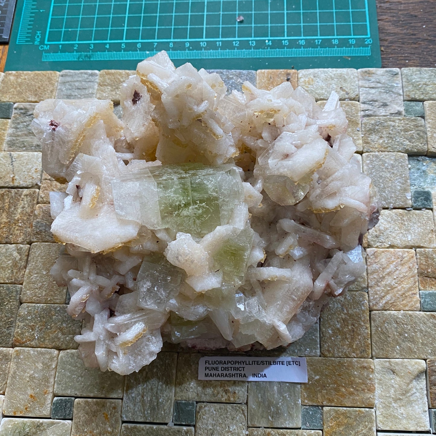 FLUORAPOPHYLLITE WITH STILBITE - PUNE DISTRICT, MAHARASHTRA, INDIA LARGE 1057g MF4190