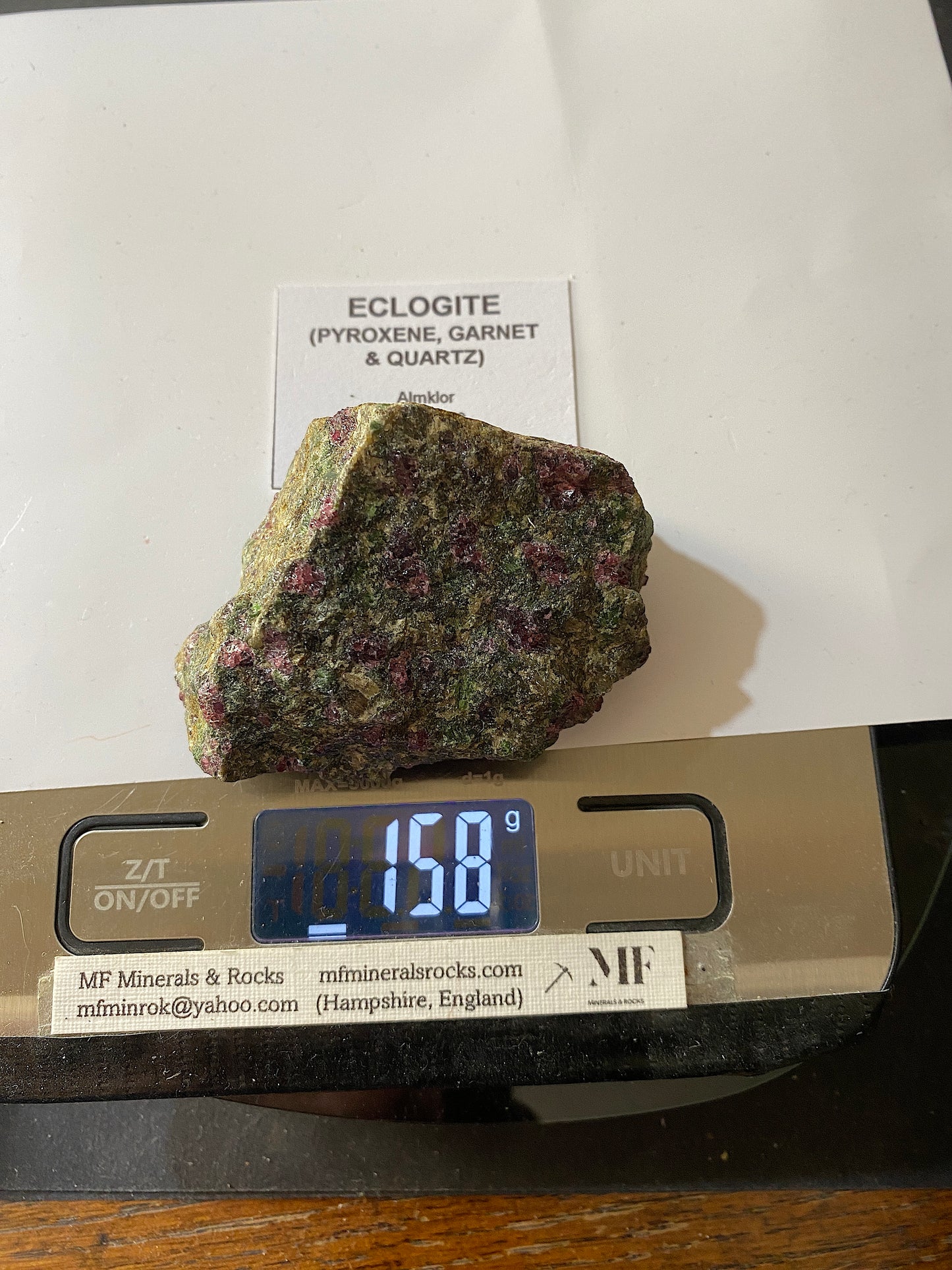 GARNETV RICH ECLOGITE : ALMKLOR, SUNNIMAR, NORWAY. 158g. MF5167