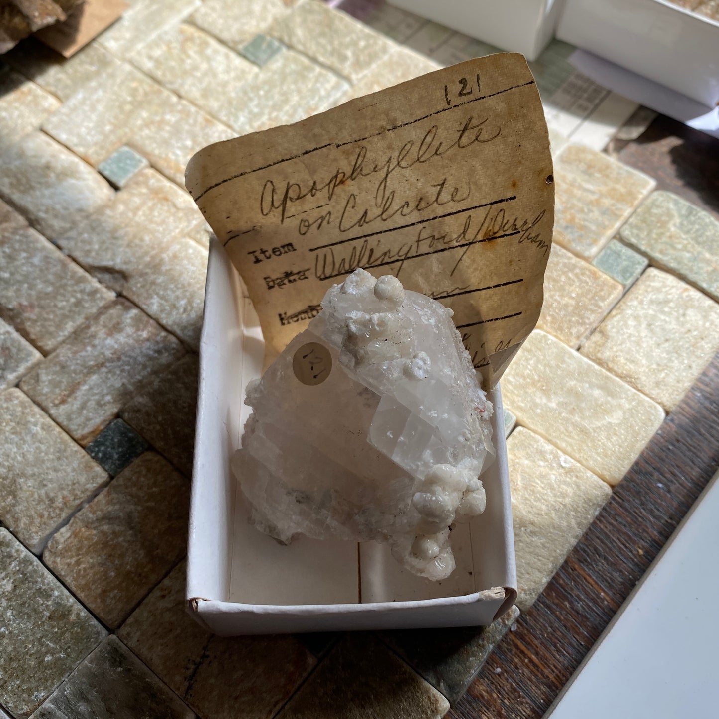 APOPHYLLITE ON CALCITE - REEDS GAP QUARRY, CONNECTICUT, U.S.A. 72g MF1950