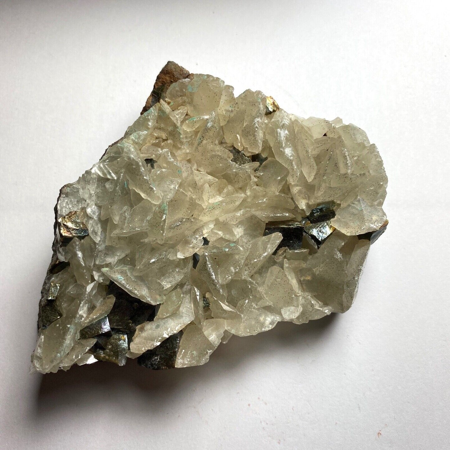 CALCITE WITH IRIDESCENT PYRITE FROM HUBEI, CHINA 297g MF6897