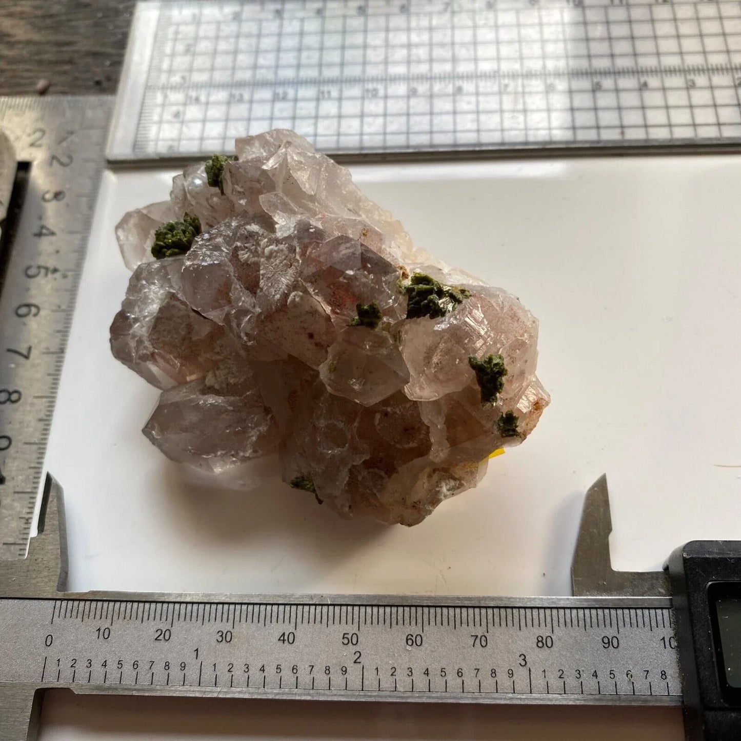 EPIDOTE ON AMETHYST QUARTZ RARE SPECIMEN 159g MF6963