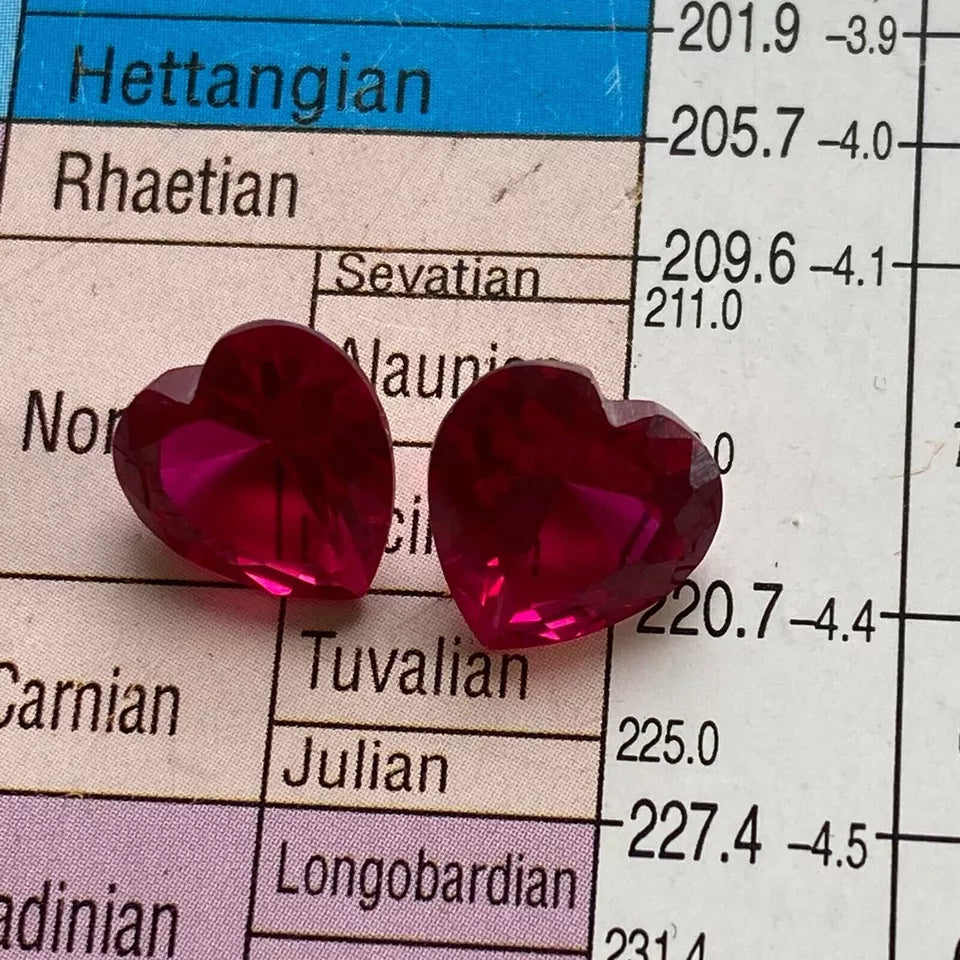 two love heart shaped gemstone crystals