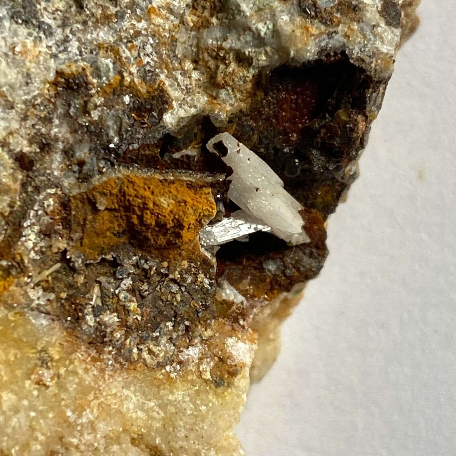 ANGLESITE & GOETHITE ON MATRIX FROM DRY GILL, CUMBRIA 26g MF316