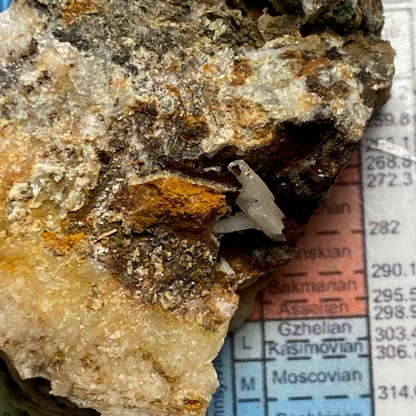 ANGLESITE & GOETHITE ON MATRIX FROM DRY GILL, CUMBRIA 26g MF316