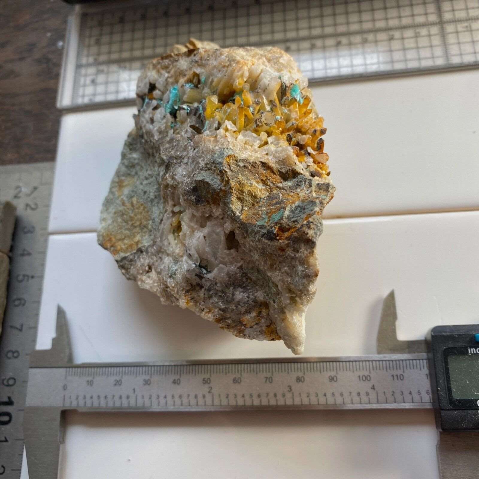 AURICHALCITE/QUARTZ ETC FROM OJUELA MINE, MEXICO. 406g MF798