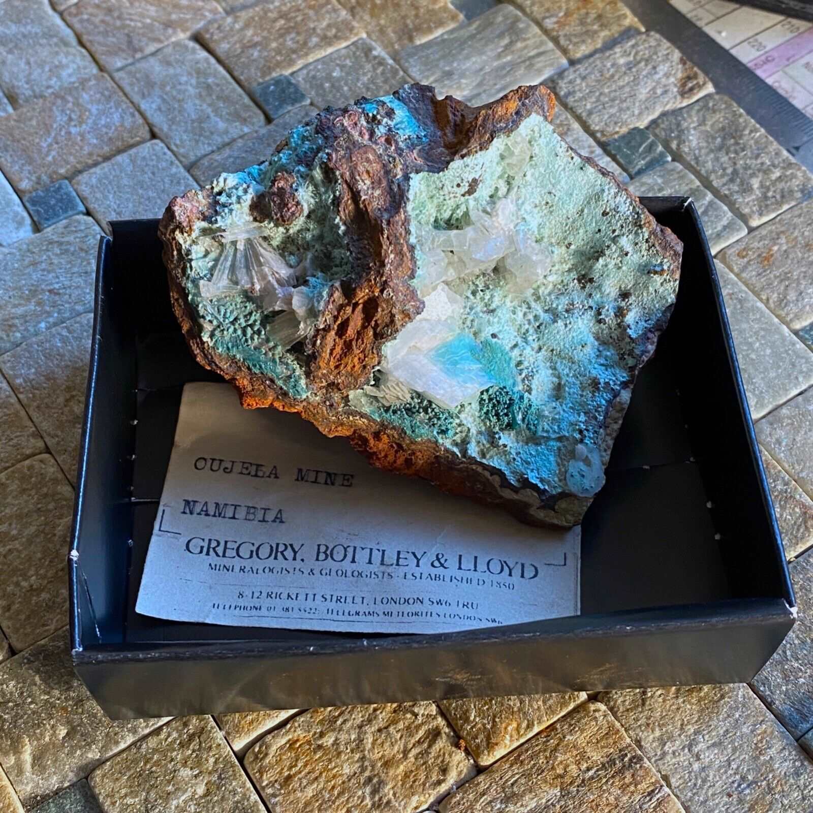 AURICHALCITE ETC WITH CALCITE FROM OJUELA MINE, MEXICO 138g MF795