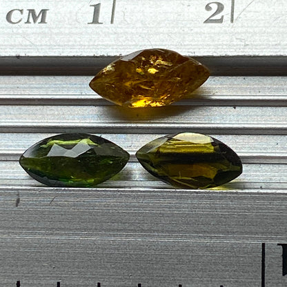 TOURMALINE NATURAL MINED GEMSTONES x 3 - ALTO LIGONNA, MOZAMBIQUE 2.00Ct MFG5345