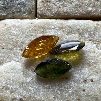 TOURMALINE NATURAL MINED GEMSTONES x 3 - ALTO LIGONNA, MOZAMBIQUE 2.00Ct MFG5345